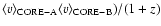 $\langle v\rangle_{\rm
CORE-A}\langle v\rangle_{\rm CORE-B})/(1+z)$