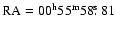 $\rm RA=00^{{\rm h}}55^{{\rm m}}58\hbox{$.\!\!^{\rm s}$ }81$