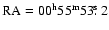 $\rm RA=00^{{\rm h}}55^{{\rm m}}53\hbox{$.\!\!^{\rm s}$ }2$