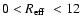$0 <\mbox{$R_{\rm eff}$ }< 12$