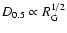 $D_{0.5}\propto R_{{\rm G}}^{1/2}$