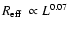 $\mbox{$R_{\rm eff}$ }\propto L^{0.07}$