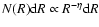 $N(R){\rm d}R \propto R^{-\eta}{\rm d}R$