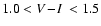 $1.0<\mbox{$V\!-\!I$ }<1.5$