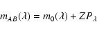 \begin{displaymath}m_{AB}(\lambda)=m_{0}(\lambda) + ZP_{\lambda}
\end{displaymath}