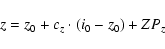 \begin{displaymath}z=z_0 + c_z \cdot (i_0-z_0) + ZP_z
\end{displaymath}
