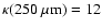 $\kappa(250~\mu {\rm m}) = 12$