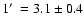 $1\hbox{$^\prime$ }=3.1\pm0.4$