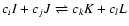 $c_iI+c_jJ \rightleftharpoons c_kK+c_lL$