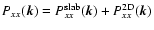$P_{xx} (\vec{k}) = P_{xx}^{\rm slab} (\vec{k}) + P_{xx}^{\rm 2D} (\vec{k})$