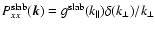 $P_{xx}^{\rm slab} (\vec{k})= g^{\rm slab}(k_{\parallel}) \delta (k_{\perp}) / k_{\perp}$