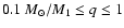 $0.1~{M_{\odot}}/M_{1}\leq q\leq1$
