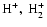 ${\rm H^{+},~ H_{2}^{+}}$