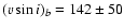 $(v\sin i)_b = 142\pm50$