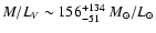 $M/L_V\sim156^{+134}_{-51}~M_\odot/L_\odot$