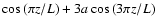 $\cos{(\pi z/L)}+3a\cos{(3\pi z/L)}$