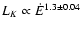 $L_{K} \propto \dot E^{1.3 \pm 0.04}$