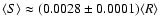 $ \langle S\rangle\approx (0.0028\pm 0.0001) \langle R \rangle$