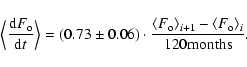\begin{displaymath}\Big\langle{{\rm d}F_{\rm o}\over{\rm d}t}\Big\rangle=(0.73\p...
...rangle_{i+1}-\langle F_{\rm o}\rangle_i\over 120{\rm months}}.
\end{displaymath}