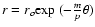 $r=r_o {\rm exp}~ (-{m\over p} \theta)$