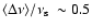 $\langle\Delta\nu\rangle/\mbox{$\nu_{\rm s}$ }\sim 0.5$