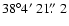 $38^\circ 4\hbox{$^\prime$ }21\hbox{$.\!\!^{\prime\prime}$ }2$