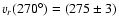 $v_r(270^\circ)=(275\pm3)$