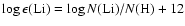 $\log \epsilon({\rm Li}) = \log N({\rm Li})/N({\rm H}) + 12$