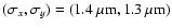 $(\sigma_{x},\sigma_{y}) = (1.4~\mu {\rm m},1.3~\mu \rm m)$