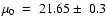 $\mu_0~=~21.65\pm~0.3$