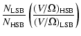 $\displaystyle \frac{N_{\rm LSB}}{N_{\rm HSB}}\left(\frac{(V/\Omega)_{\rm HSB}}{(V/\Omega)_{\rm LSB}}\right)$