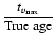 $\displaystyle\frac{t_{v_{\rm max}}}{\mbox{True age}}$