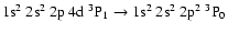 $\rm 1s^2~2s^2~2p~4d~^3P_1 \rightarrow 1s^2~2s^2~2p^2~^3P_0$