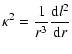$\displaystyle \kappa^2 = \frac{1}{r^3}\frac{{{\rm d}}l^2}{{{\rm d}}r}$