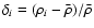 $\delta_i=(\rho_i-\bar\rho)/\bar\rho$