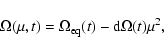 \begin{displaymath}%
\Omega(\mu, t) = \Omega_{\rm eq} (t) - {\rm d}\Omega(t) \mu^{2},
\end{displaymath}
