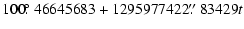$\displaystyle 100\hbox{$.\!\!^\circ$ }46645683 + 1295977422\hbox{$.\!\!^{\prime\prime}$ }83429t$
