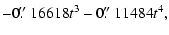 $\displaystyle - 0\hbox{$.\!\!^{\prime\prime}$ }16618t^3 - 0\hbox{$.\!\!^{\prime\prime}$ }11484t^4,$