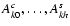 $A^c_{k0},\dots,A^s_{kh}$