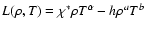$L(\rho,T)= \chi^* \rho T^\alpha - h \rho^a T^b$