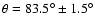 $\theta=83.5^\circ\pm 1.5^\circ$