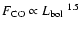$F_{\rm CO} \propto \mbox{$L_{\rm bol}$ }^{1.5}$