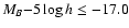 $M_B{-}5\log h\le-17.0$