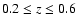 $0.2\le z\le0.6$