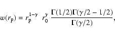 \begin{displaymath}%
w(r_{\rm p}) = r_{\rm p}^{1-\gamma}\ \ r_0^\gamma\
{ \Gamma(1/2)\Gamma(\gamma/2-1/2) \over \Gamma(\gamma/2)},
\end{displaymath}