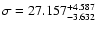 $\sigma=27.157^{+4.587}_{-3.632}$