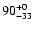 $\rm 90^{+0}_{-33}$