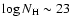 $\log N_{\rm H}\sim23$