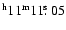 $^{\rm h}11^{\rm m} 11 \hbox{$.\!\!^{\rm s}$ }05$