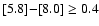 $[5.8]{-}[8.0] \geq 0.4$